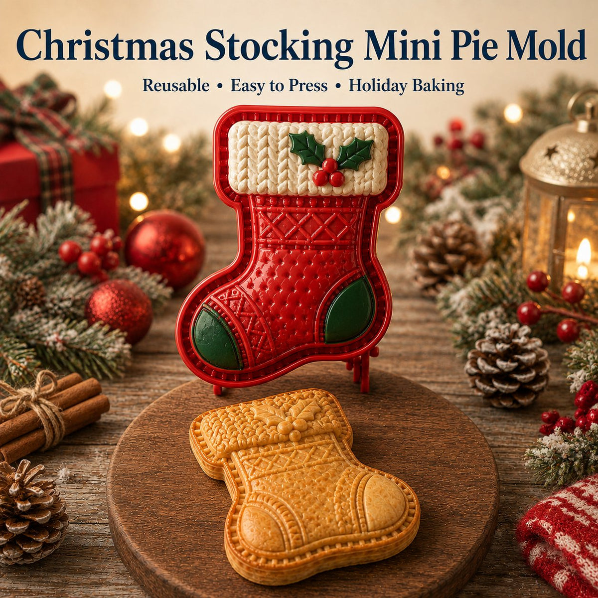 🎄 Christmas Mini Pie Moulds – 8 Festive Embossed Designs