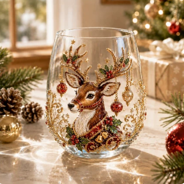 🔥🎁Christmas 3D Wine Glass Collection Gift Box Set✨