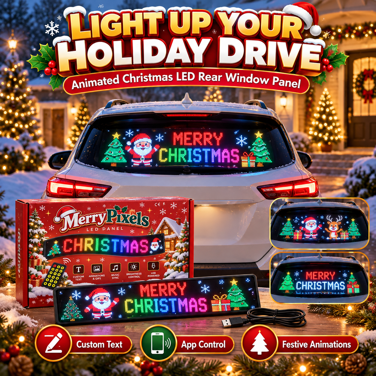 Animated LED Car Display — USB‑C Powered