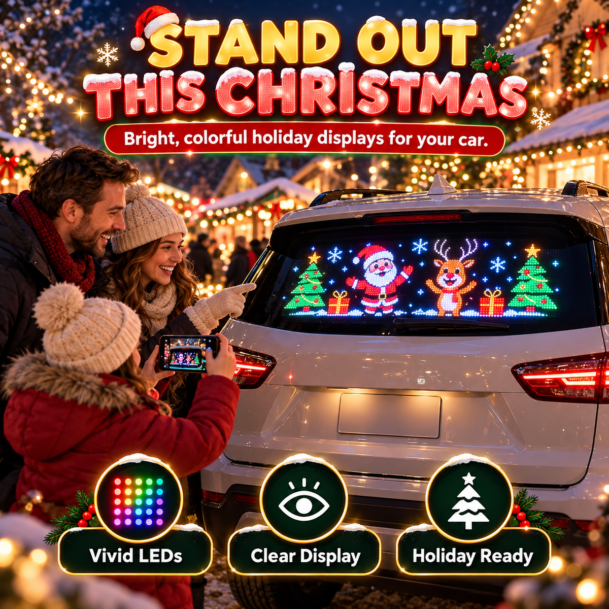 Animated LED Car Display — USB‑C Powered