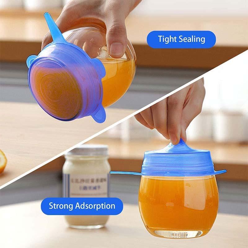 LIMITED-TIME 50% OFF!  Silicone Food Storage Lids (6-Pack) – Reusable, Airtight Seal, BPA-Free, Dishwasher Safe
