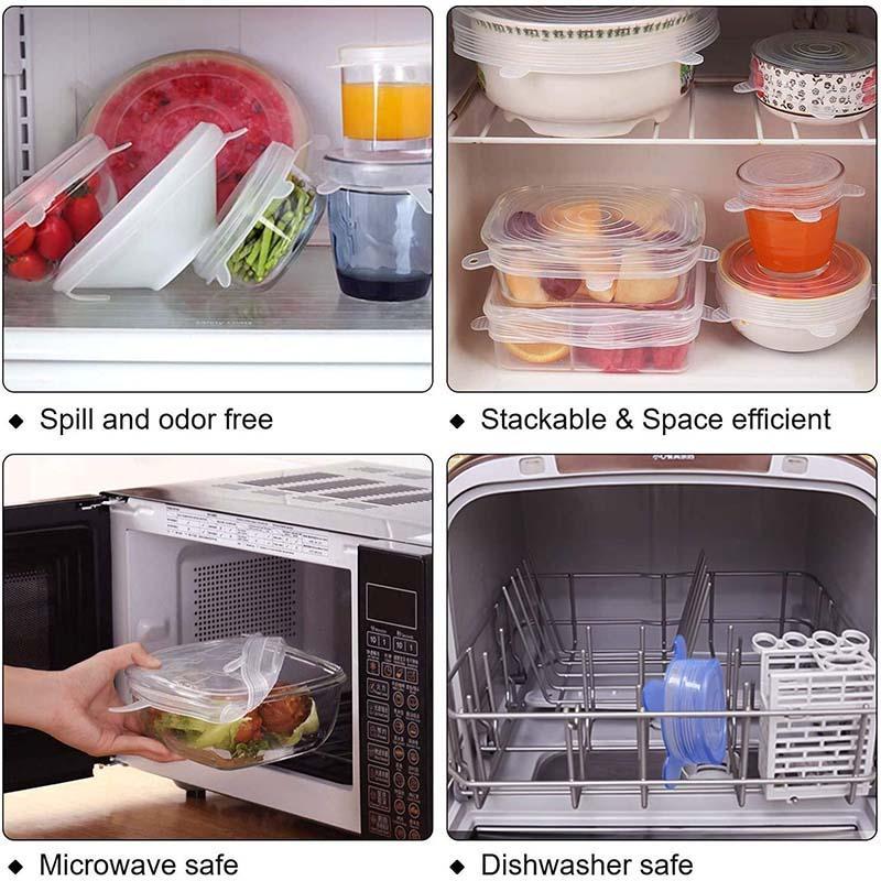 LIMITED-TIME 50% OFF!  Silicone Food Storage Lids (6-Pack) – Reusable, Airtight Seal, BPA-Free, Dishwasher Safe