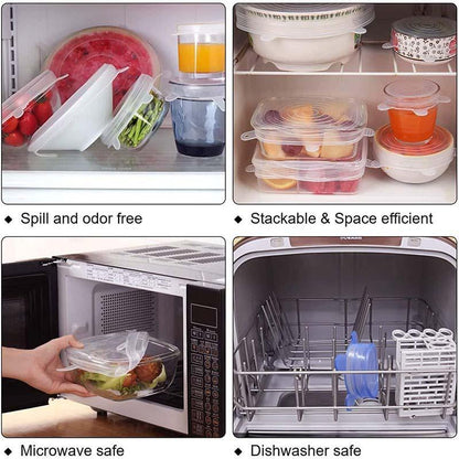 LIMITED-TIME 50% OFF!  Silicone Food Storage Lids (6-Pack) – Reusable, Airtight Seal, BPA-Free, Dishwasher Safe