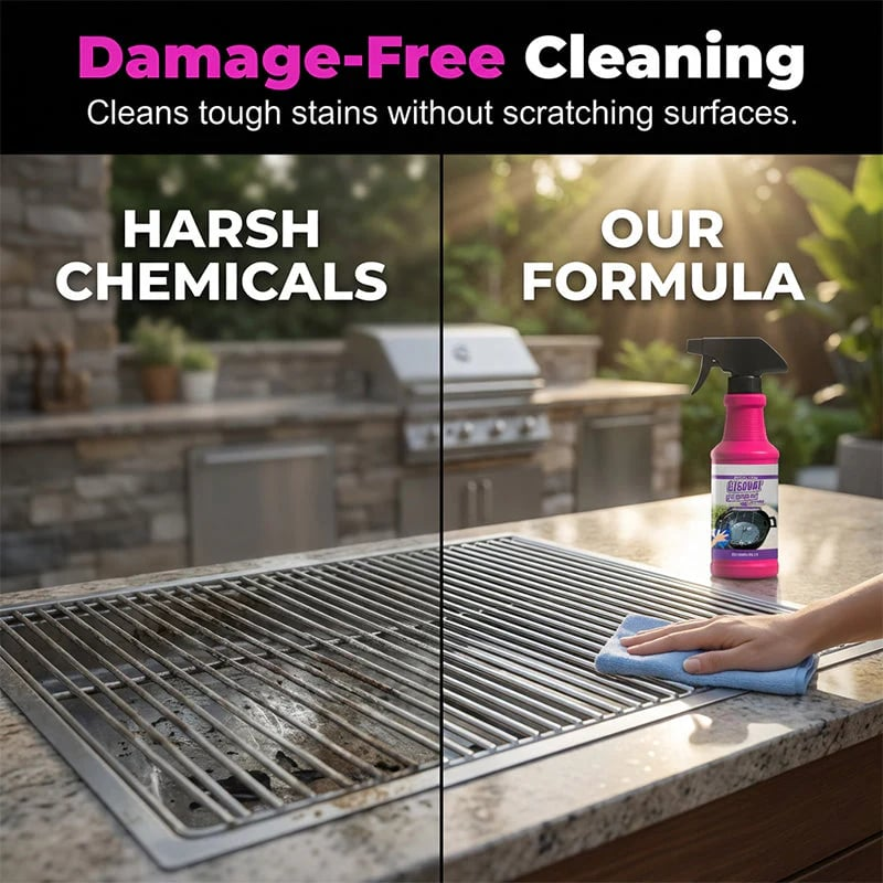 Place an order and receive a free sponge and cleaning cloth—Fast-Acting Heavy-Duty Grill Degreaser Spray