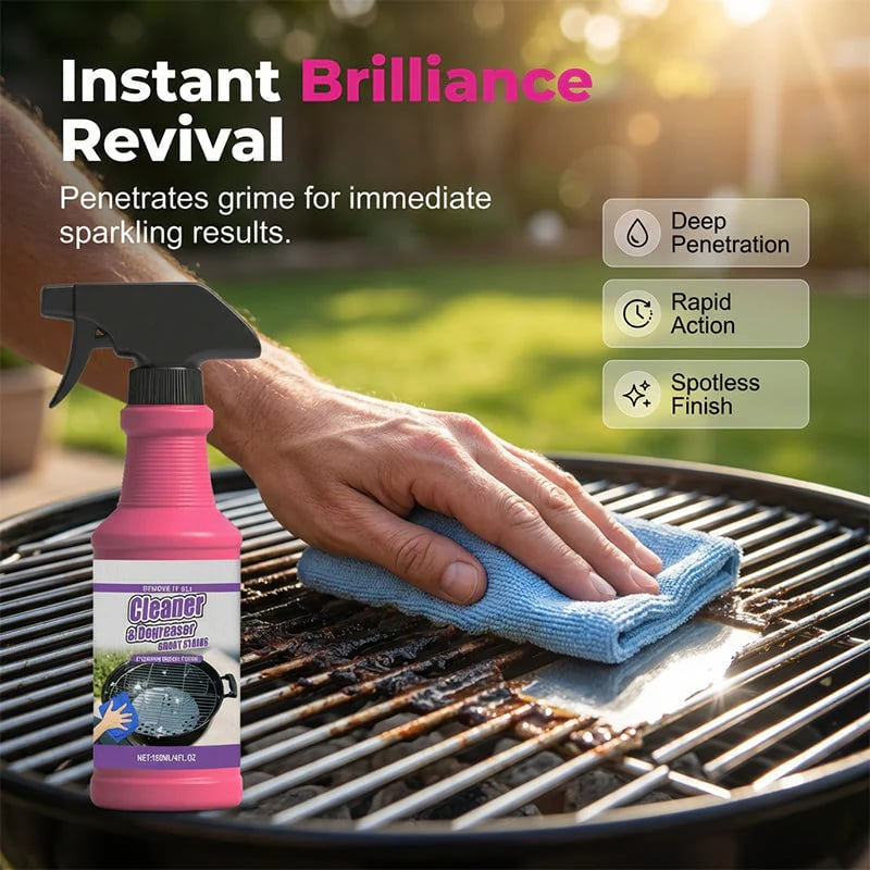 Place an order and receive a free sponge and cleaning cloth—Fast-Acting Heavy-Duty Grill Degreaser Spray
