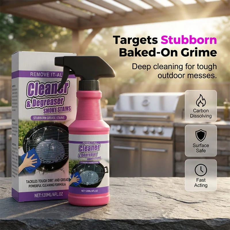 Place an order and receive a free sponge and cleaning cloth—Fast-Acting Heavy-Duty Grill Degreaser Spray